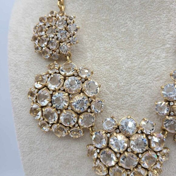 J Crew Clear Crystal Domed Five Cluster Statement Necklace - Picture 11 of 12